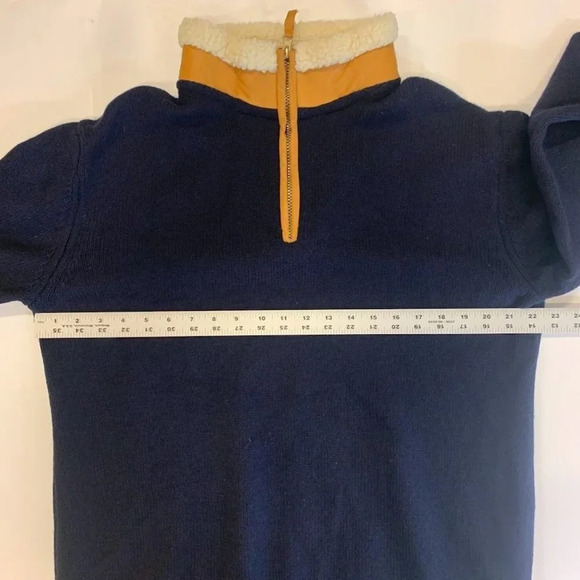 Orvis Men's Quarter‎ Zip 100% Lambswool and Leather Long Sleeve Pullover Size L - Picture 9 of 11